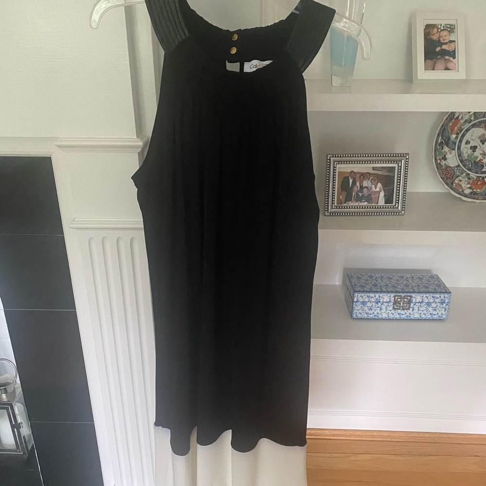 Calvin Klein Black Sleeveless Dress with Gold Buttons